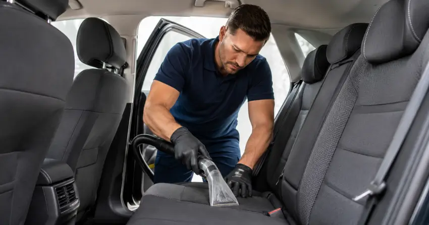 car upholstery cleaning technician deep cleaning vehicle seats in Ajax