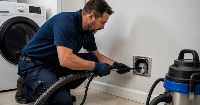Dryer Duct Cleaning Audley North, Ajax rotary brush and vacuum equipment deployed