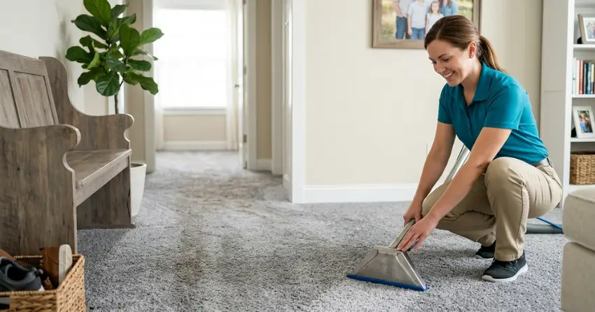 high-traffic area carpet cleaning in hallway in Ajax