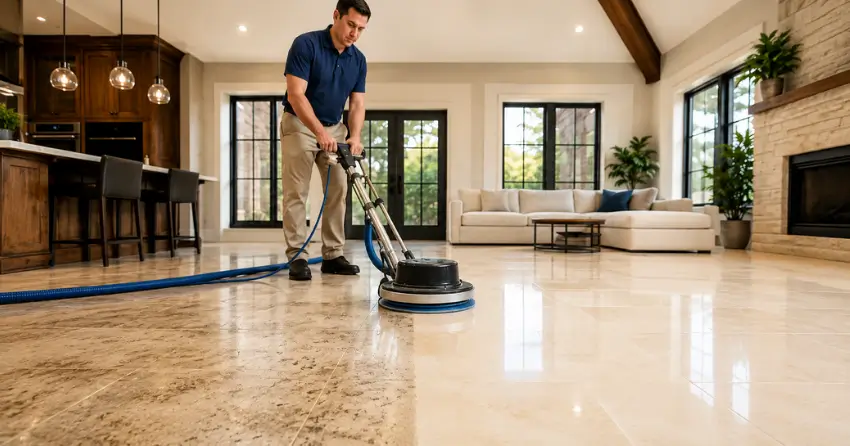 before and after limestone floor cleaning Ajax