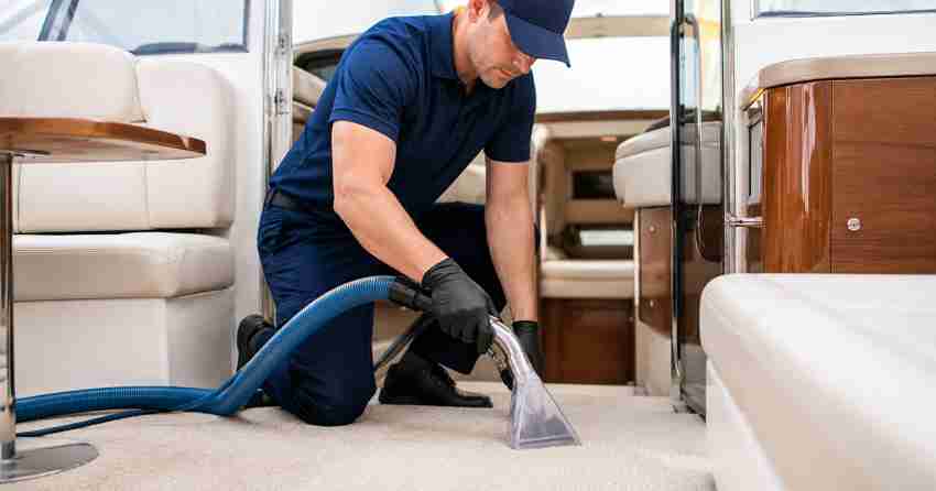 marine carpet and cabin interior cleaning on boat in Ajax
