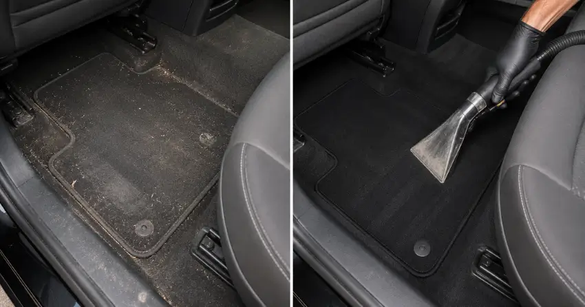 before and after car carpet cleaning vehicle interior in Ajax
